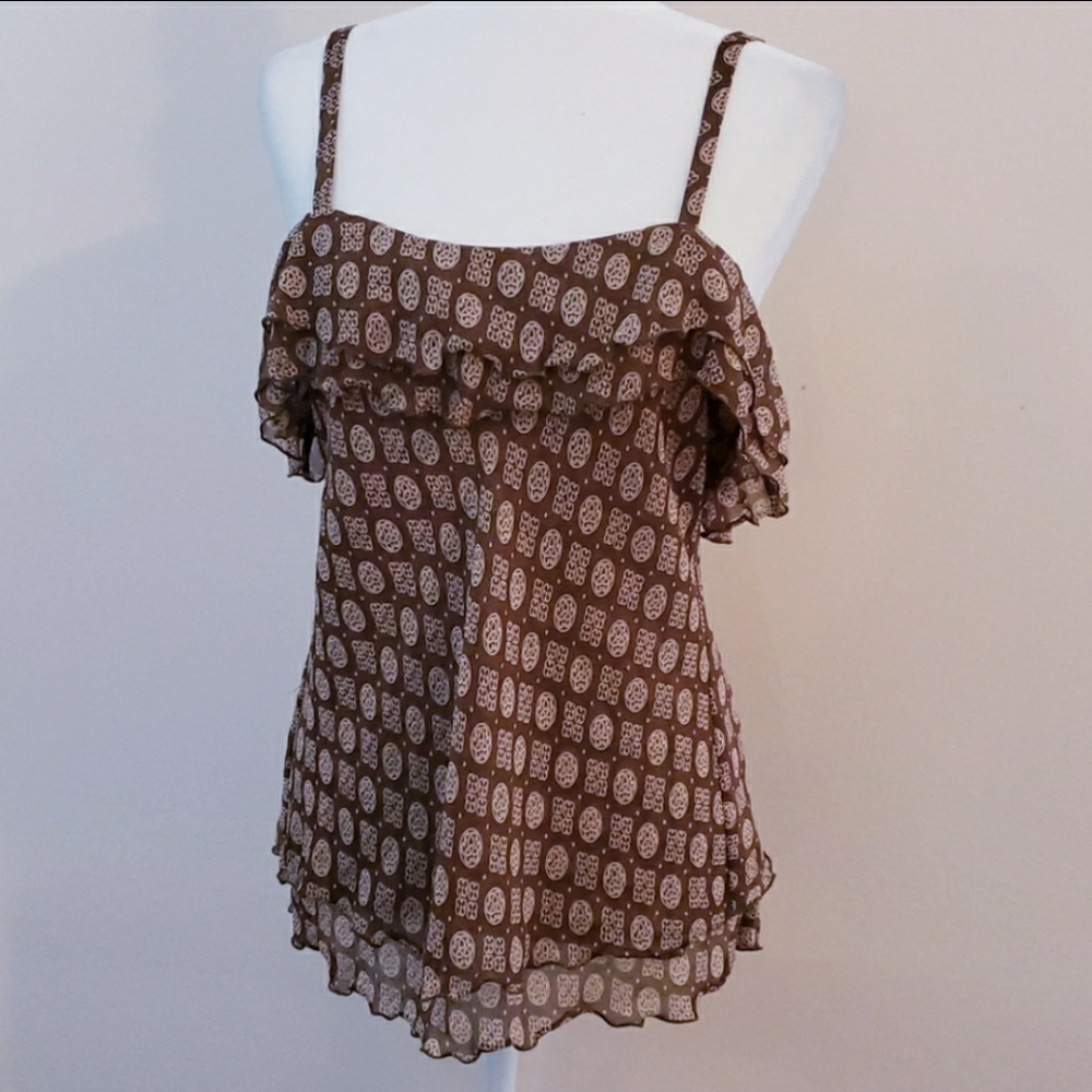 BANDOLINO Double Ruffle Camisole Tank Top Size 8